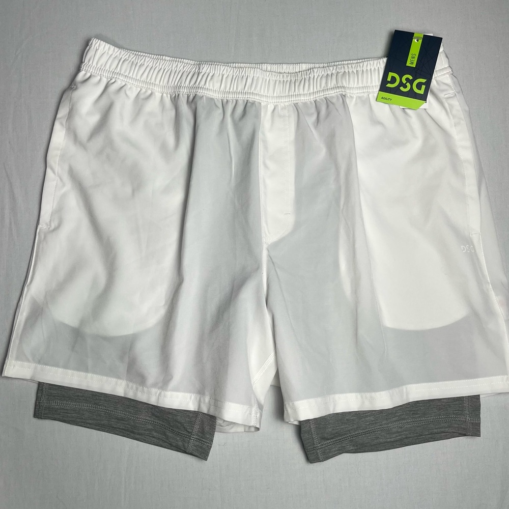DSG White and Gray Performance Shorts Men’s Large